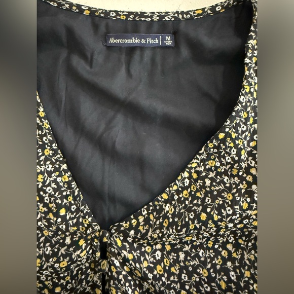 Abercrombie & Fitch Ruffle Hem Faux Wrap Midi Dress High Low w/ Scrunchie Sz M - Picture 9 of 10